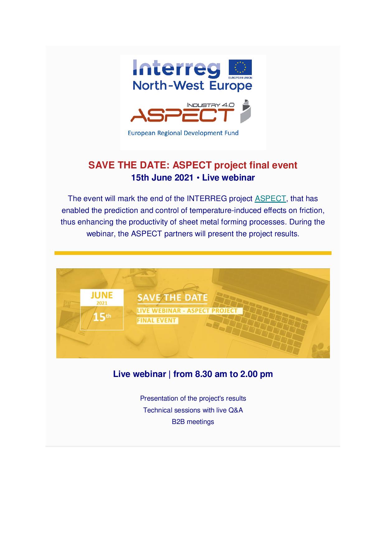SAVE THE DATE: ASPECT project final event
